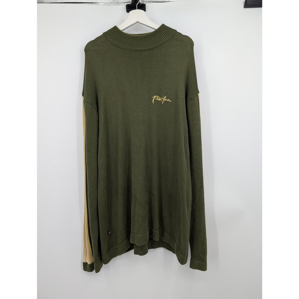 Phat Farm Men's XXL Long Sleeve Crew Neck Olive Green Cream **